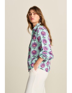 Blouse - Violet Flower Aqua 2