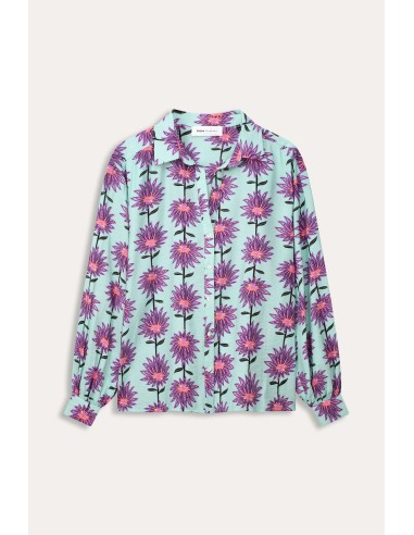 Blouse - Violet Flower Aqua